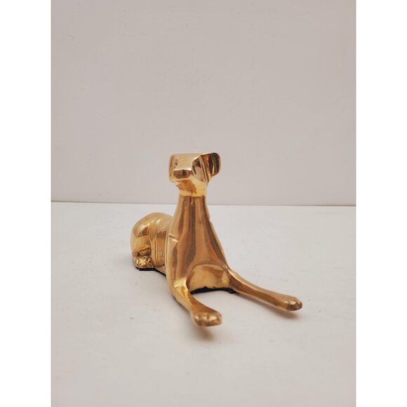 6.5" Vintage Brass Dog | Modernist Brass Greyhound Figurine | Mid Century - Picture 4 of 10